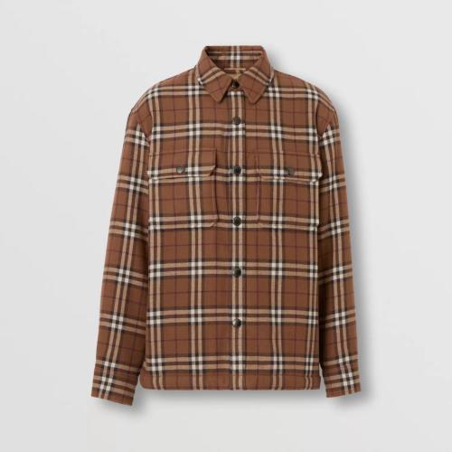  BURBERRY 22年秋冬 男士 Vintage 格紋羊毛混紡?fù)馓资揭r衫 80573721
