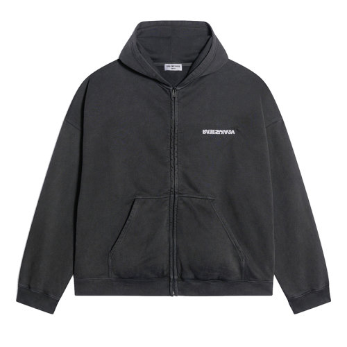 Balenciaga/巴黎世家      Turn Wide Fit Zip-Up Hoodie系列 男士黑色棉質連帽衫衛衣674728TLVB49034