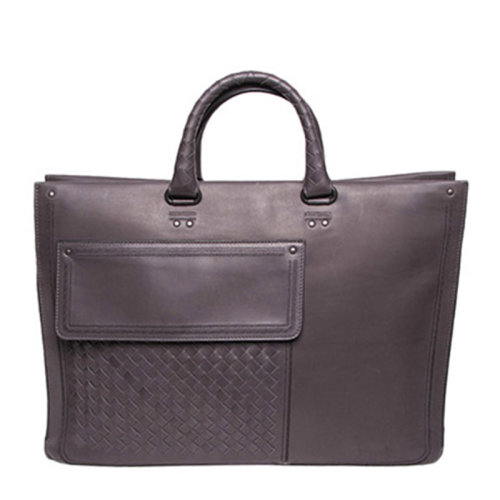 Bottega Veneta/葆蝶家  寶緹嘉男包 男士灰色皮質時尚拉鏈開合手提包 368047VAOU18365