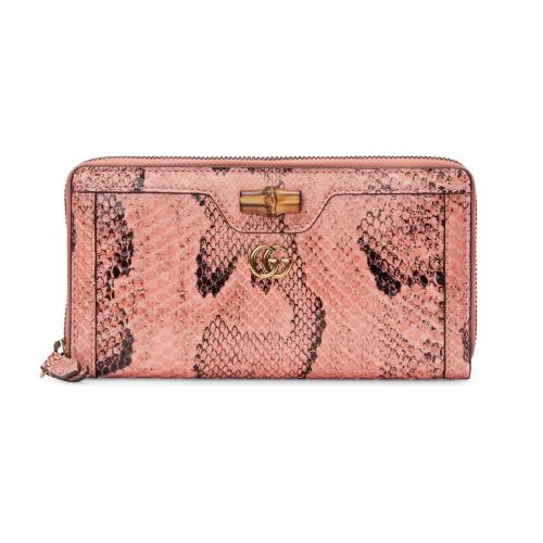  GUCCI古馳 女士 Gucci Diana竹節(jié)蟒蛇皮全拉鏈式錢包 658634 LU3XT 6808