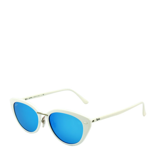 Ray-Ban/雷朋 摩登 復古 白色 貓眼 鏡框 女士 太陽鏡 藍色 鏡片 墨鏡 眼鏡 RB4250 52mm RayBan 雷朋