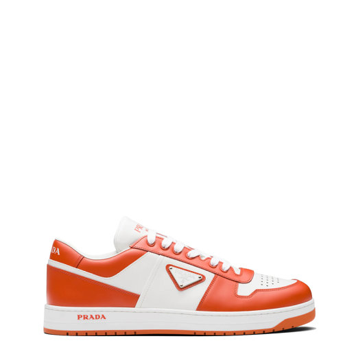 PRADA/普拉達 22年新款 Downtown系列 男士白色/橙色皮革系帶運動鞋2EE364_3LKG_F011G