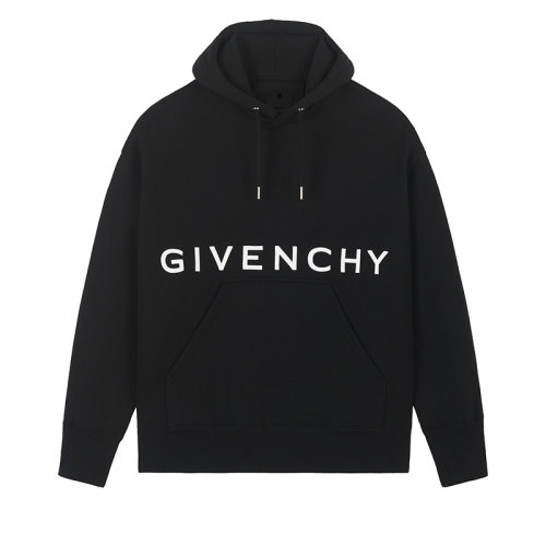 Givenchy/紀梵希      男士黑色純棉4G LOGO刺繡連帽衛衣BMJ0CQ3Y6V-001