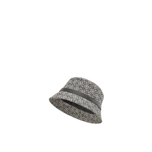  LOEWE羅意威 22年秋冬 女士 帽子 Anagram bucket hat in jacquard and calfskin K820HB1X07-5