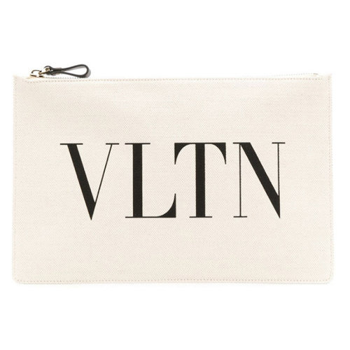Valentino/華倫天奴  女包女士米色帆織物時尚百搭品牌LOGO拉鏈?zhǔn)帜冒? RW2P0269FWB EX9