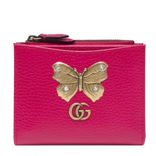 GUCCI/古馳 古琦女包 女士 粉色皮革時尚卡包錢包 499413 CAOGT 5661