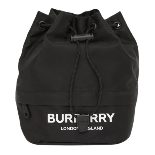 BURBERRY/博柏利 女士黑色徽標印花ECONYL?抽繩包女包 8032188