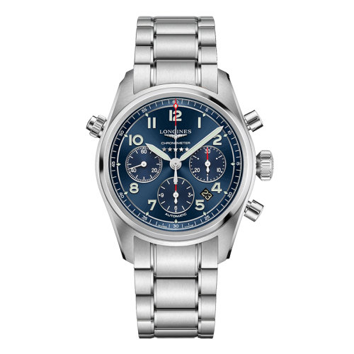LONGINES/浪琴 先行者系列 男士藍色太陽飾紋自動機械精鋼表殼和表帶腕表42毫米L3.820.4.93.6