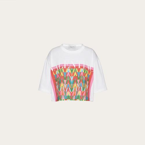  VALENTINO華倫天奴 22年秋冬 女士 短袖T恤 T-SHIRT EN JERSEY IMPRIMé XB3MG16C71FK81