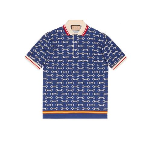  GUCCI古馳 22年秋冬 男士 馬銜扣印花棉質Polo衫 717391 XJEWA 4580