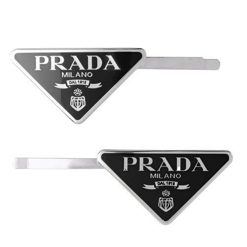 PRADA/普拉達(dá)  女士黑色金屬三角形徽標(biāo)發(fā)夾1IF051_2BA6_F0002