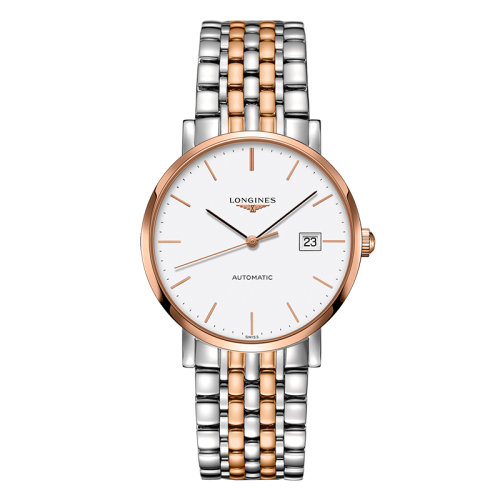 LONGINES/浪琴  博雅系列 自動機械表白盤精鋼玫瑰金表殼男表39毫米L4.910.5.12.7