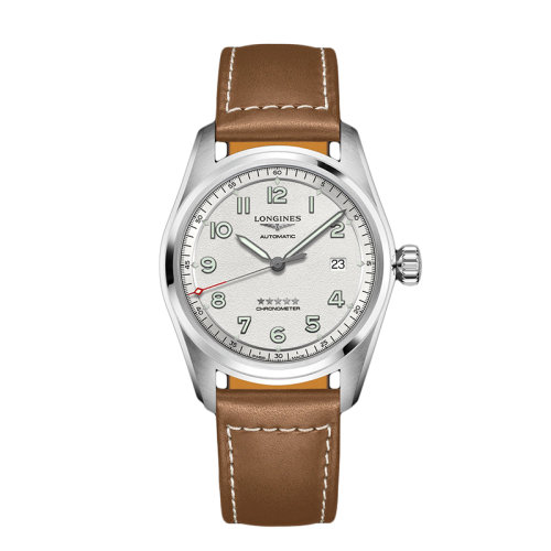 LONGINES/浪琴 先行者系列 男士銀色自動機械精鋼表殼和小牛皮表帶腕表40毫米L3.810.4.73.2