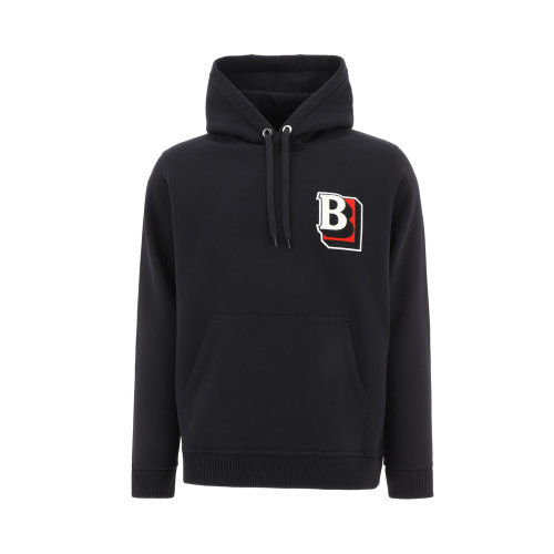 BURBERRY/博柏利 男士黑色棉質(zhì)混紡滌綸字母徽標(biāo)裝飾衛(wèi)衣連帽衫 8048318