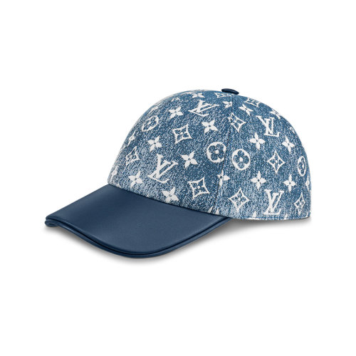 Louis Vuitton/路易威登 22年春夏新款 JACQUARD DENIM系列 女士藍色錦綸混紡牛仔面料老花圖案鴨舌帽棒球帽M77435