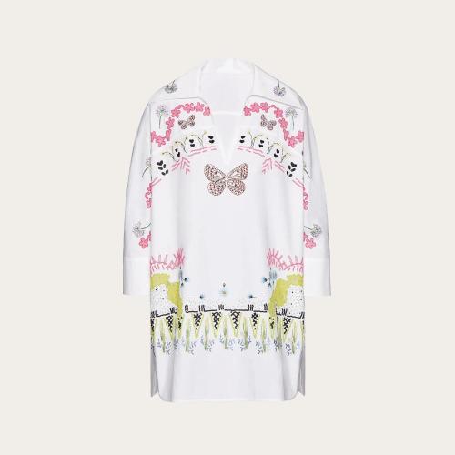  VALENTINO華倫天奴 22年秋冬 女士 連衣裙 ROBE COURTE EN POPELINE DE COTON BRODéE XB3VAXL