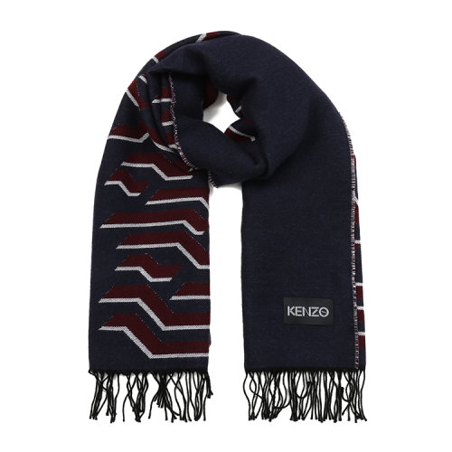 KENZO/高田賢三 深藍 拼色 圍巾 f868eu710jff 76