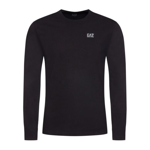Emporio Armani/安普里奧阿瑪尼  男裝 服飾 黑色圓領棉質經典LOGO時尚男士長袖T恤