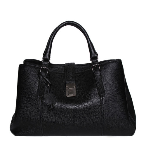 Bottega Veneta/葆蝶家 寶緹嘉 女士 黑色按扣開合皮質手提包 370518VQ9201000 HJH0015X