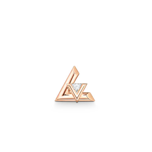 Louis Vuitton/路易威登 LV VOLT系列 經典款單只18k金玫瑰金鉆石LV徽標耳釘Q96975