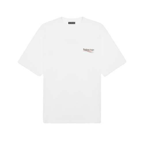 Balenciaga/巴黎世家  女士白色復(fù)古有機(jī)棉大碼短袖T恤 620941TIV529040
