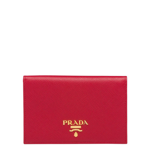 PRADA/普拉達 22春夏新款 女士亮紅色皮革金標折疊長薄款錢包1MV018_QWA_F068Z