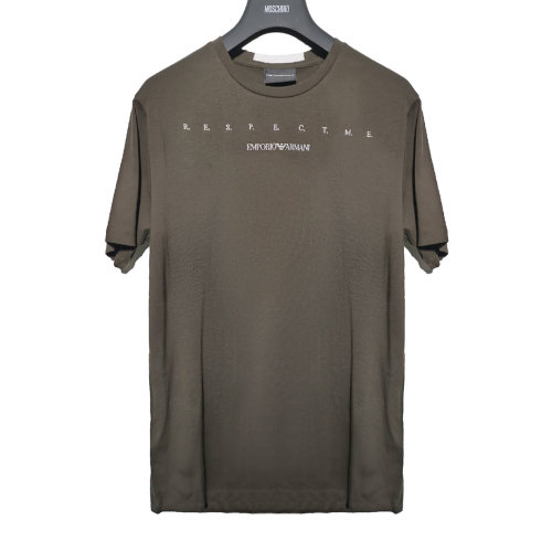 Emporio Armani/安普里奧阿瑪尼  中性款深咖色純棉圓領(lǐng)短袖T恤