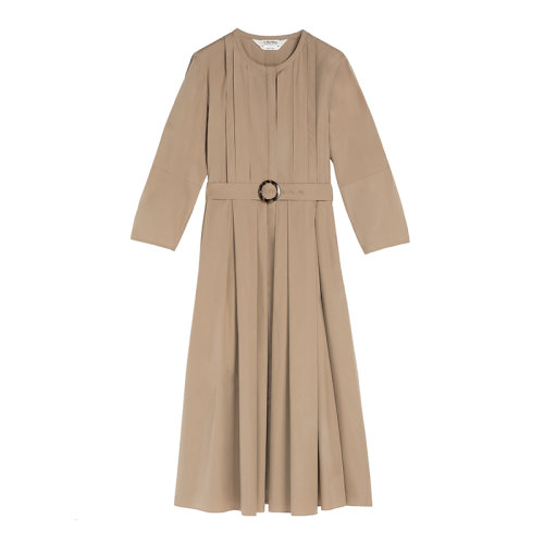 MaxMara/麥絲瑪拉 22年早春新款 SONNI系列 女士鴿灰色輕薄純棉府綢長款連衣裙9221072106010