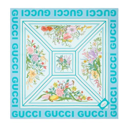  GUCCI古馳 22年秋冬 女士 花卉印花真絲圍巾 691455 3G001 4800