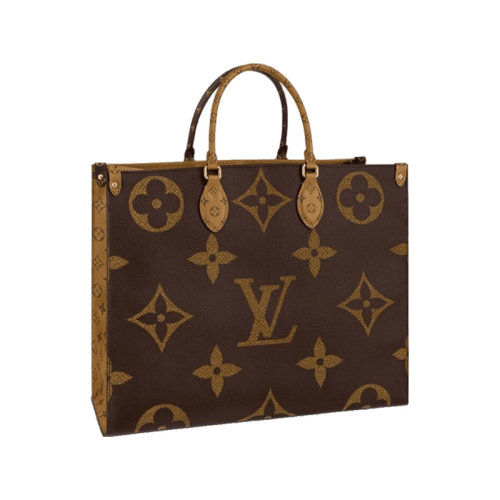 Louis Vuitton/路易威登  女包 限量版女士ONTHEGO 叢林系列TOTE包 撞色大老花單肩手提包  M45320 黑色肩帶【海外直采 3-4周后發貨】