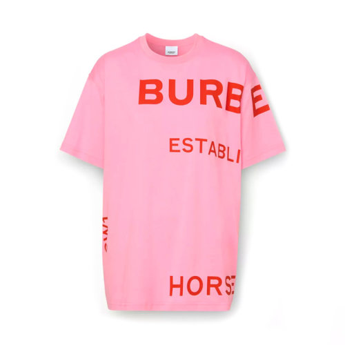 Burberry 博柏利 女士服裝 粉色印花棉質超大T恤 女士短袖T恤