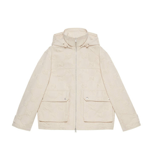 GUCCI/古馳 22秋冬新款 女士白色棉/聚酯纖維混紡雙G帆布羽絨夾克691756ZAIDI9032