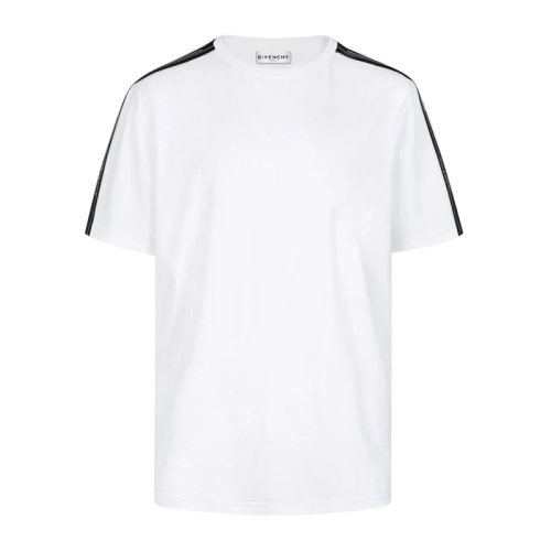 Givenchy/紀梵希 男士白色棉質經典字母徽標飾帶圓領短袖上衣T恤 BM70UJ3002-100