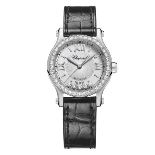  Chopard/蕭邦  Happy Sport系列 自動機械表鱷魚皮表帶鑲鉆表殼女表30毫米278573-3013