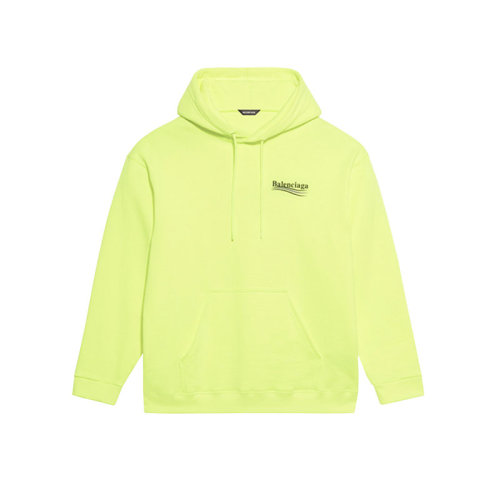 Balenciaga/巴黎世家 男裝 男士字母logo熒光黃色棉質(zhì)時(shí)尚百搭連帽男衛(wèi)衣 600583TJVD47110
