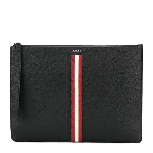 BALLY/巴利 男士黑色牛皮條紋手拿包錢包卡包男包6232052