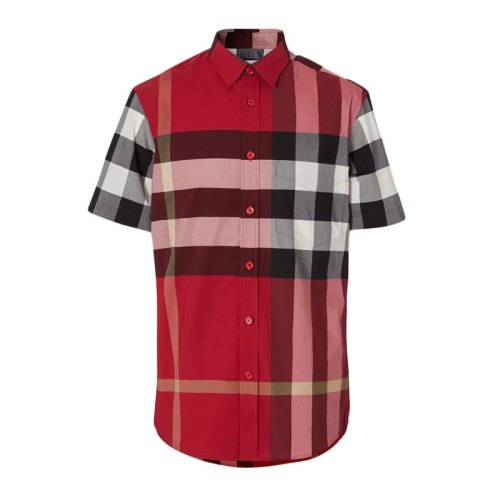  BURBERRY/博柏利 男士紅色棉質短袖襯衫 8020856 PLFSX