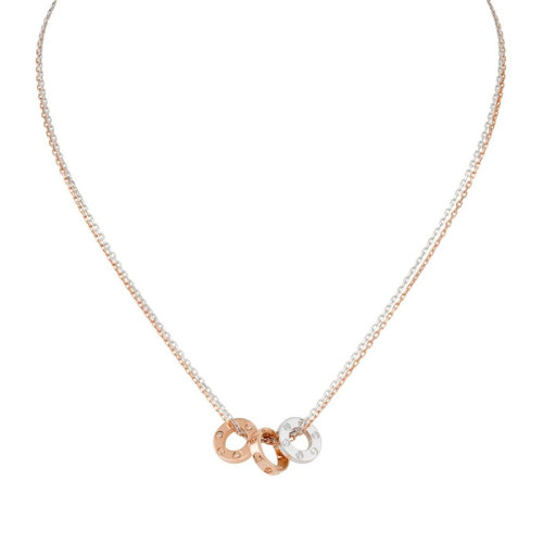CARTIER/卡地亞 經(jīng)典LOVE 18K金玫瑰金和18K金白金鉆石項(xiàng)鏈 鑲嵌6顆鉆石 B7219700