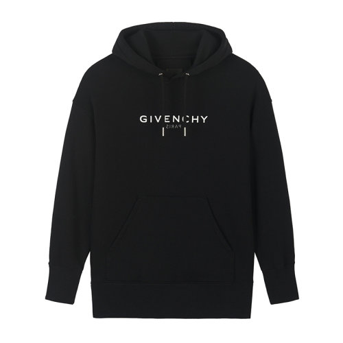Givenchy/紀梵希      女士黑色棉質翻轉LOGO連帽衛衣BWJ01Z3Z5W-001