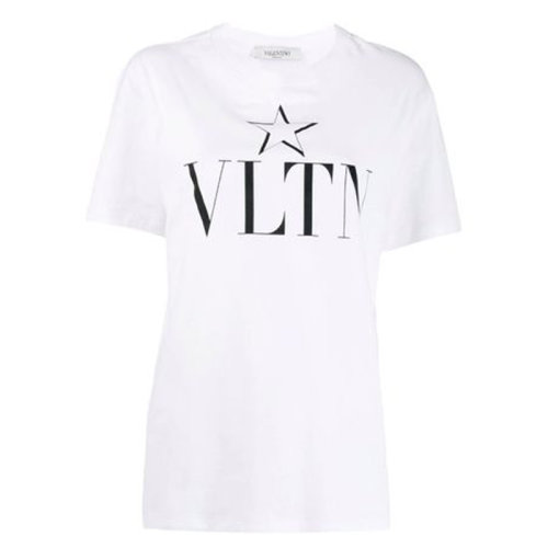  Valentino/華倫天奴 女士黑色棉質短袖T恤 SB3MG01Y 4Q1 0NR