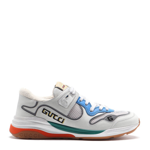 GUCCI/古馳女士白色小牛皮徽標系帶厚底運動鞋休閑鞋跑步鞋女鞋 592348-02JM0-9089
