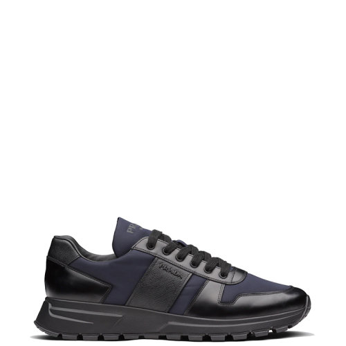 PRADA/普拉達 22年新款 PRAX 01系列 男士黑色/藍色再生尼龍和亮面皮革系帶運動鞋4E3581_3LFR_F0804_F_G000