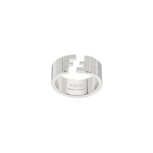 FENDI/芬迪 經典款 男士鈀涂層的金屬飾有FF圖案寬帶銀色戒指 7AJ193B08F0TH0