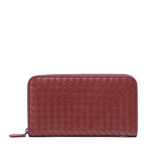 Bottega Veneta/葆蝶家 男士牛皮經典編織長款拉鏈錢包
