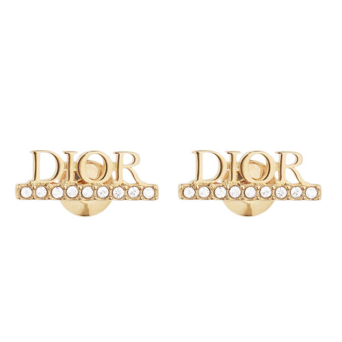 DIOR/迪奧 DIO(R)éVOLUTION系列 女士金色徽標(biāo)字母白色結(jié)晶點(diǎn)綴耳環(huán)E1456DVOCY_D301