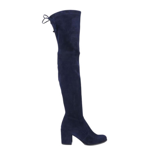 Stuart Weitzman/斯圖爾特韋茨曼 女士 鞋靴  靛藍色麂皮絨高跟過膝系帶長靴 女士高筒靴
