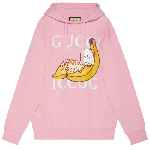預訂1周 GUCCI/古馳女士Bananya x Gucci女士粉色棉質連帽衫615061XJDL55904