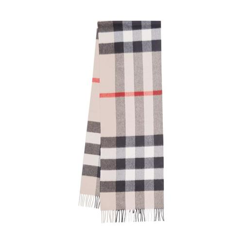 BURBERRY/博柏利 22年早春新款 男女同款石色純羊絨格紋流蘇圍巾80155501
