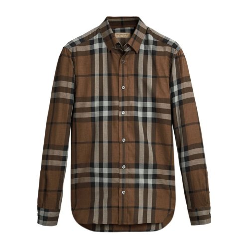 BURBERRY/博柏利 男士棕色棉質(zhì)長袖襯衫 4043770 PLFSX