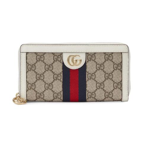  GUCCI古馳 22年秋冬 女士 Ophidia系列飾織帶全拉鏈?zhǔn)藉X包 523154 96IWG 9794